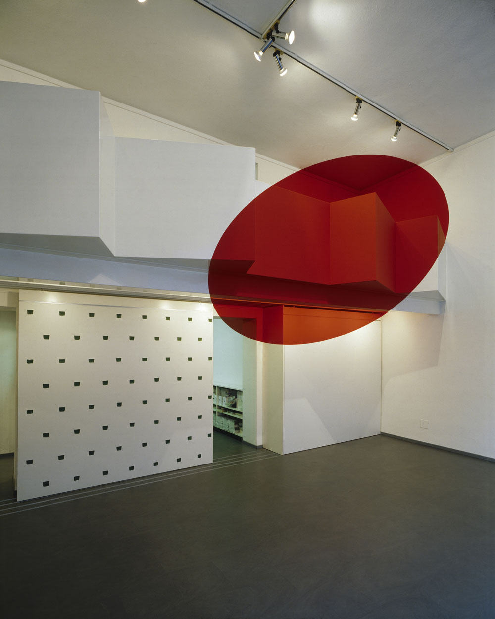 Elisse rossa piena, Studio Dabbeni, Lugano, 1995, "Nielle Toroni-Felice Varini"