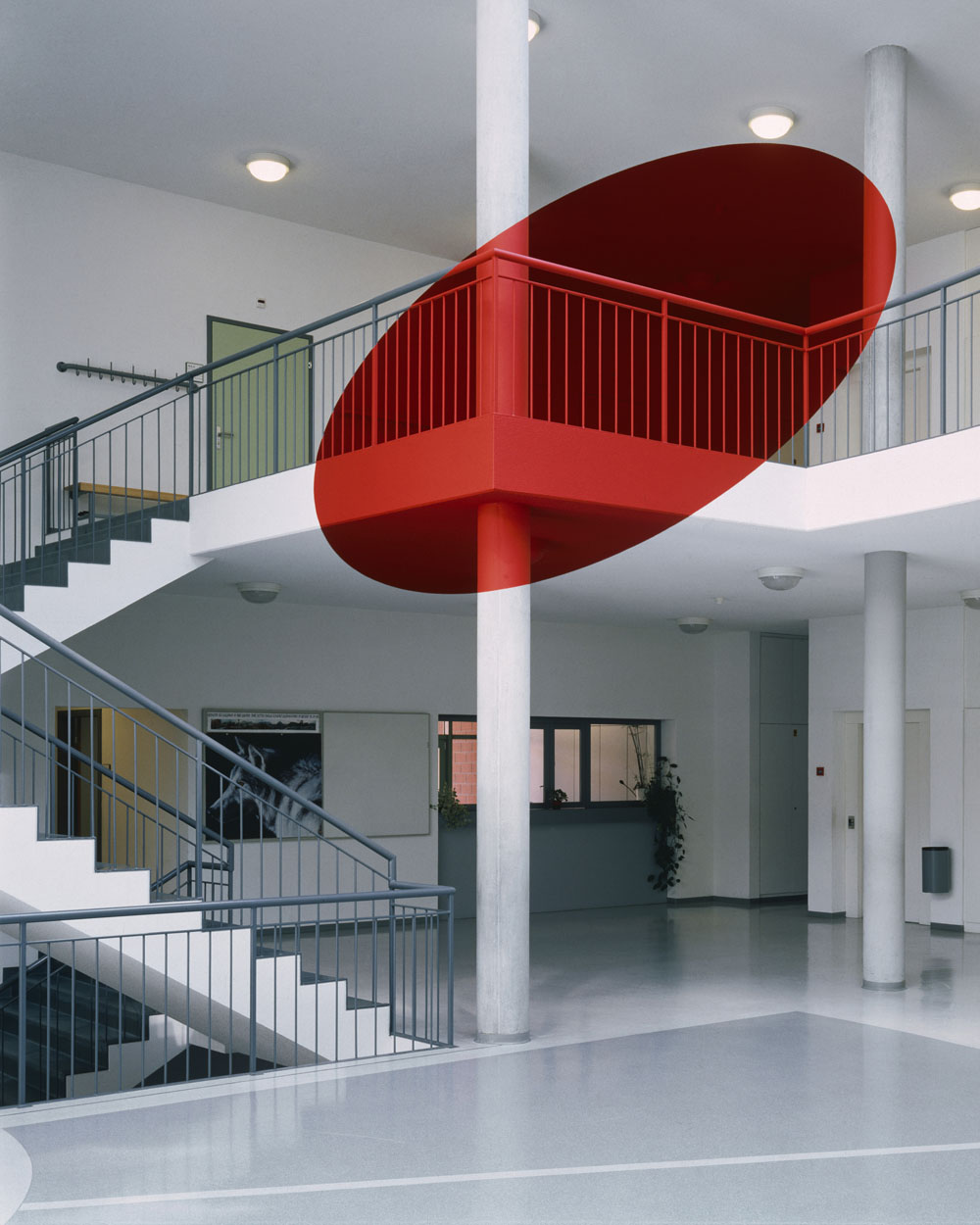 Ellisse rossa piena, Lugano Besso, Suisse, 1996, Lugano 1995 / Actualisation n°1, Lugano Besso 1996