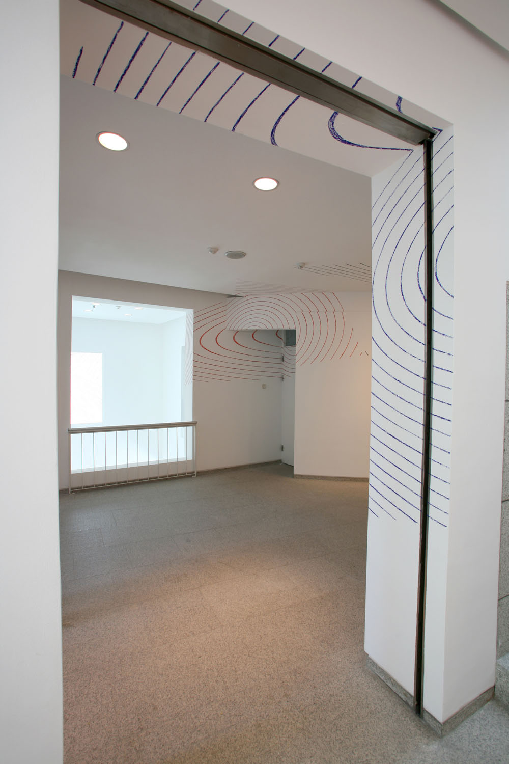 Trois rectangles cacographiques, Exposition "The Poetics of Space", Whanki Museum, 2006, (Pastel à l'huile rouge, noir et bleu)