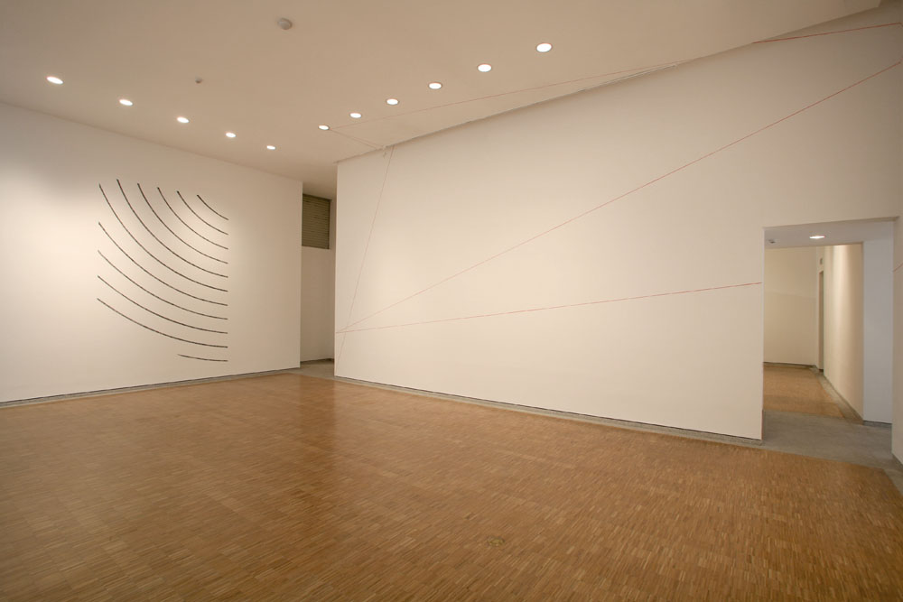 Trois rectangles cacographiques, Exposition "The Poetics of Space", Whanki Museum, 2006, (Pastel à l'huile rouge, noir et bleu)