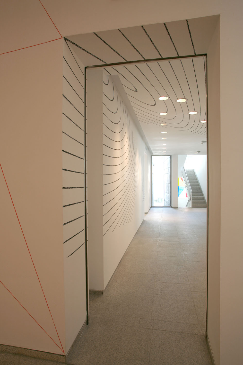 Trois rectangles cacographiques, Exposition "The Poetics of Space", Whanki Museum, 2006, (Pastel à l'huile rouge, noir et bleu)