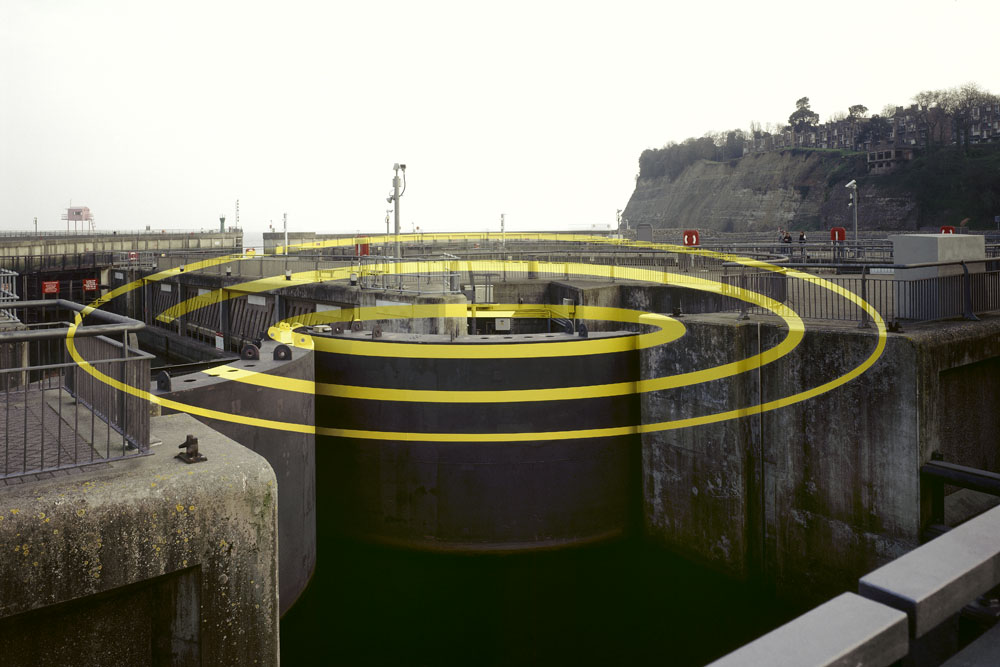 Cardiff Bay Barrage, Cardiff 2007commissioned by:CBAT The Arts & Regeneration Agency forCardiff Harbour AuthorityAcrylic based paintPhoto: André Morin