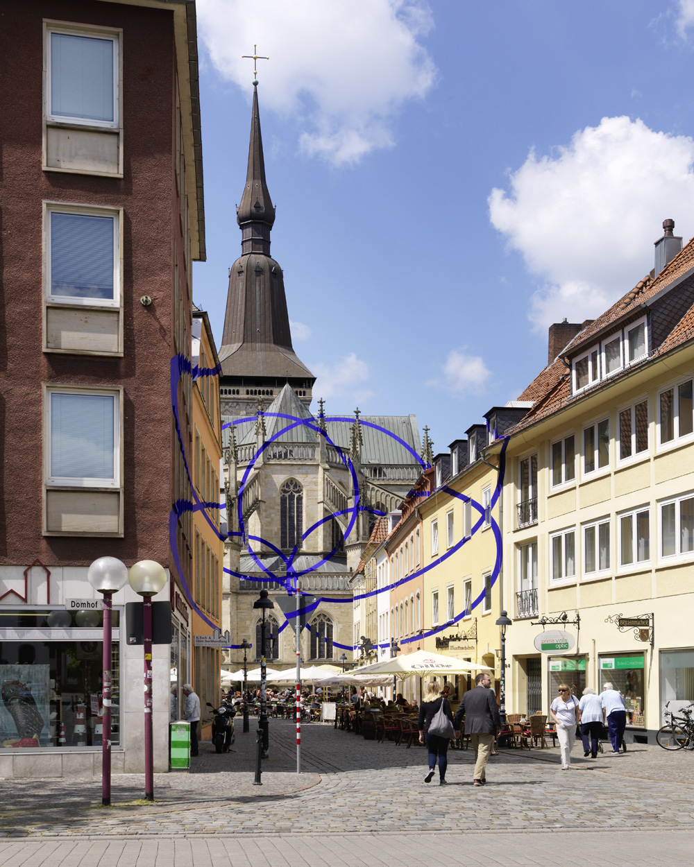 Exposition: Felice Varini, Marktplatz OsnabrückVille de Osnabrück & Kunsthalle OsnabrückPhoto: André Morin