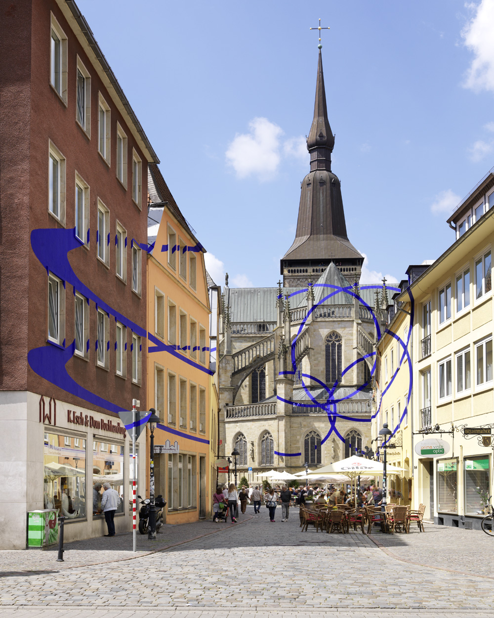 Exposition: Felice Varini, Marktplatz OsnabrückVille de Osnabrück & Kunsthalle OsnabrückPhoto: André Morin