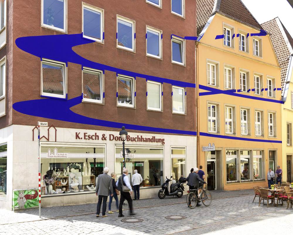 Exposition: Felice Varini, Marktplatz OsnabrückVille de Osnabrück & Kunsthalle OsnabrückPhoto: André Morin