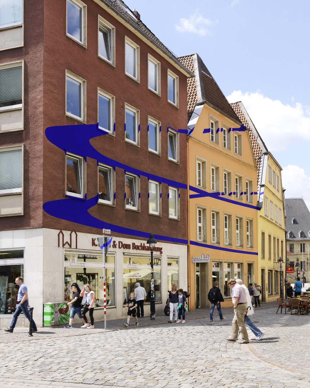 Exposition: Felice Varini, Marktplatz OsnabrückVille de Osnabrück & Kunsthalle OsnabrückPhoto: André Morin