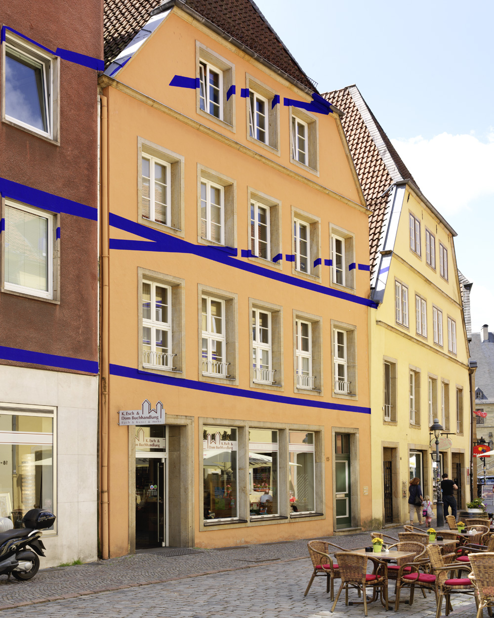 Exposition: Felice Varini, Marktplatz OsnabrückVille de Osnabrück & Kunsthalle OsnabrückPhoto: André Morin