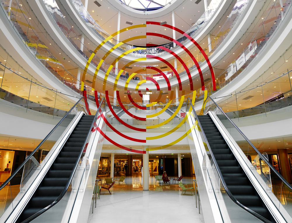 Spirale jaune rouge, Paris, France, 2017, Exposition: "Panoramas" Centre Beaugrenelle