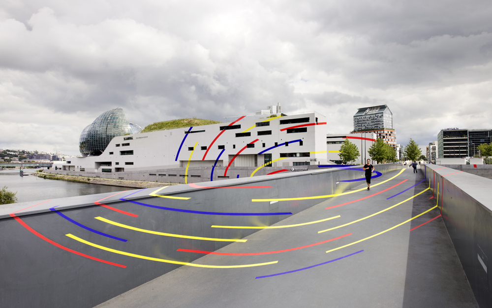 Arcs d’ellipses, jaunes rouges et bleus, Boulogne-Billancourt, France, 2020, Exposition: "Les extatiques" La Seine Musicale, Ile Seguin