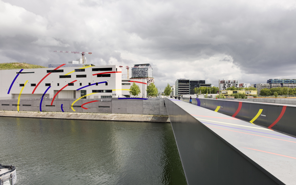 Arcs d’ellipses, jaunes rouges et bleus, Boulogne-Billancourt, France, 2020, Exposition: "Les extatiques" La Seine Musicale, Ile Seguin